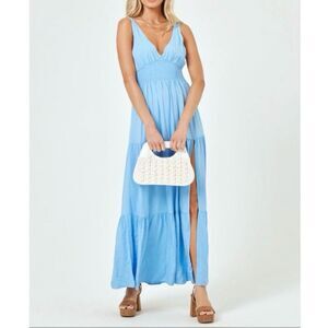 NEW L*Space Lilikoi Maxi Dress Aura Blue Viscose Size Medium